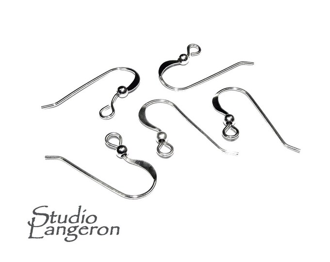 925 Sterling Silver Hammered Ear Wire with Loop and Bead, Silver earrings, Ear wire, Jewelry making, Earring components - 1 pair (2 pieces)
