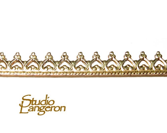 14K Yellow Gold filled Gallery wire, Gallery ribbon, Gallery pattern, Jewelry making, Gold Filled Wire, Gold Filled Setting - 4 inch (10 cm)