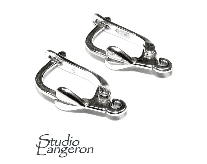925 Sterling Silver Lever Back Ear Wire with Open Ring, Silver earrings, Lever Back, Earring components, Jewelry making - 1 pair (2 pieces)