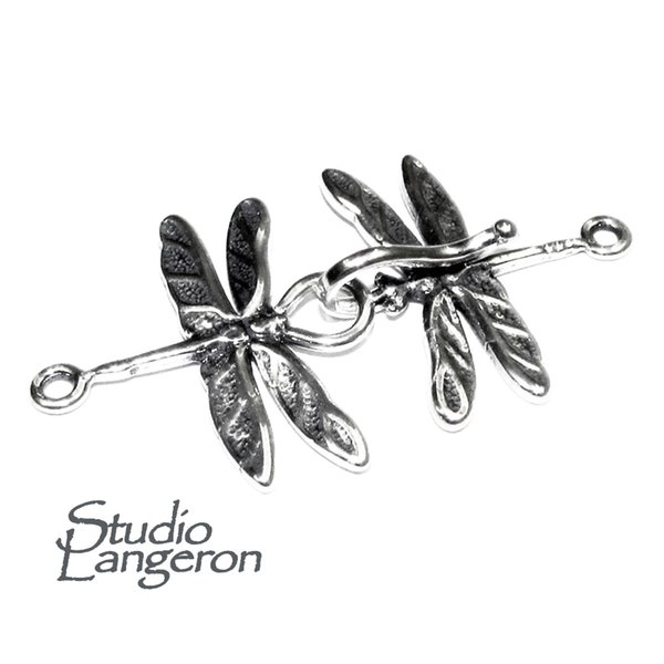 925 Sterling Silver Hook Eye Dragonfly Clasps, Silver clasp, Jewelry making, Hook eye clasp, Sterling silver, Dragonfly clasp - 1 piece