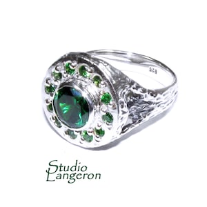 Statement chrysoprase ring 925 sterling silver size 7 1/2, Handmade ring, sterling silver ring, Chrysoprase, silver ring, green ring