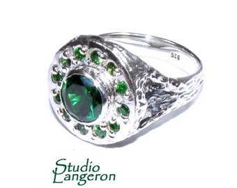 Statement chrysoprase ring 925 sterling silver size 7 1/2, Handmade ring, sterling silver ring, Chrysoprase, silver ring, green ring