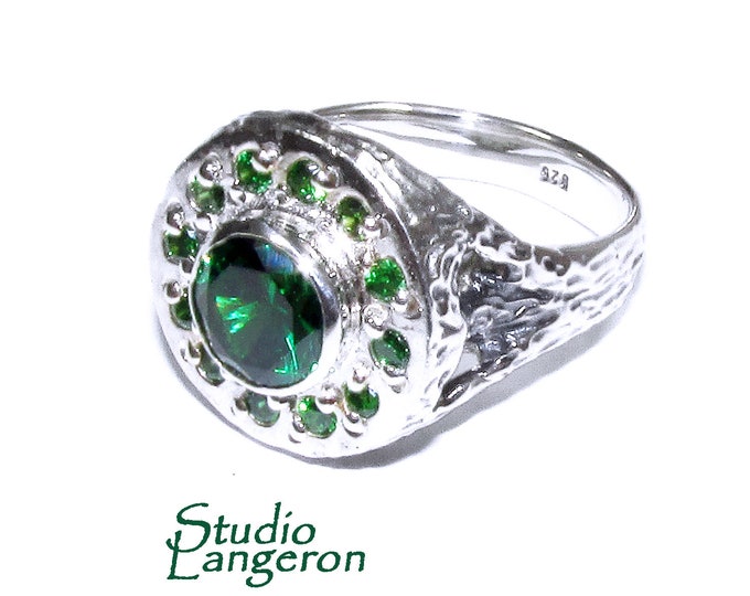 Statement chrysoprase ring 925 sterling silver size 7 1/2, Handmade ring, sterling silver ring, Chrysoprase, silver ring, green ring