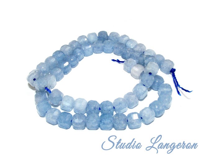 SALE!  Natural Aquamarine Beads Cube 5x5mm 1 strand 31cm long (About 65 beads), Natural Aquamarine, Jewelry making - 1 strand