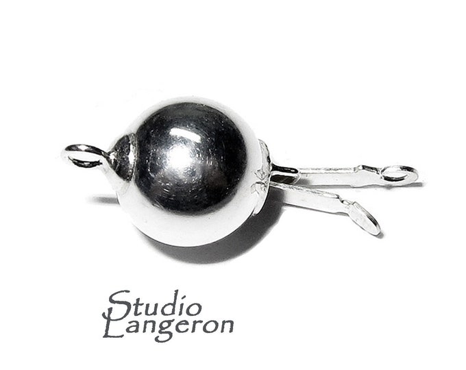 925 Sterling silver Bead smooth Safety Clasp size 10 mm, Silver bead clasp, Jewelry making, Silver Clasp, 925 Sterling silver - 1 piece