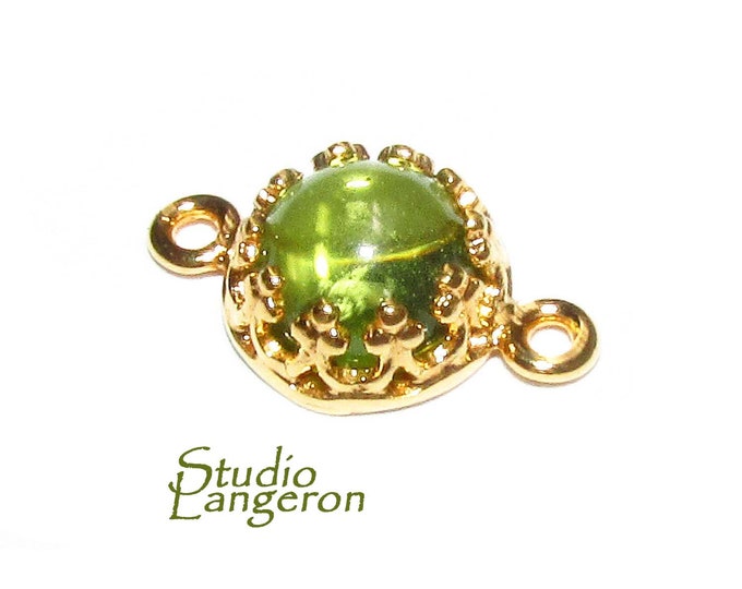 14K Gold Filled natural Peridot round Link Connector size 14x7 mm, Natural Peridot gold filled link, Jewelry making, Connector - 1 piece