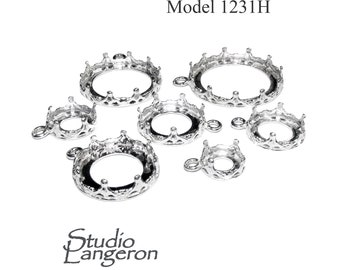 925 Sterling Silver Round Bezel Cups model 1231H sizes 8 - 24 mm, Bezel cup, Setting, Jewelry making, Round bezel cup - 1 piece