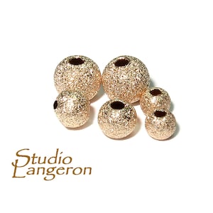 14K solid yellow gold round stardust beads size 3 - 12 mm, 14K solid gold beads, stardust beads, gold round beads, 14k solid gold - 1 piece