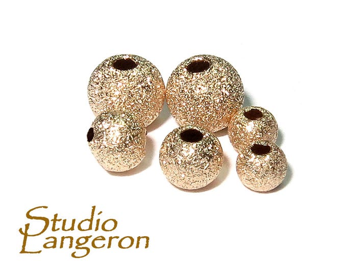 14K solid yellow gold round stardust beads size 3 - 12 mm, 14K solid gold beads, stardust beads, gold round beads, 14k solid gold - 1 piece