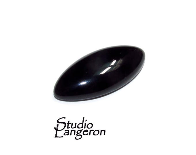 SALE!  Natural Black Onyx Marquis cabochon, size 25x12x5.5mm, Natural Black Onyx, Natural Gemstone, Jewelry making - 1 piece