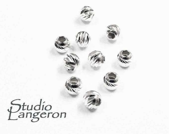 10 pcs 925 Sterling Silver Diamond cut Beads size 3 mm, Silver beads, Diamond cut beads, Spacer beads, Jewelry making, 925 silver