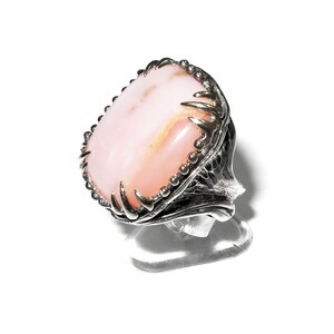 Statement Natural Peruvian Pink Opal Ring 925 Sterling Silver Size 8 ...