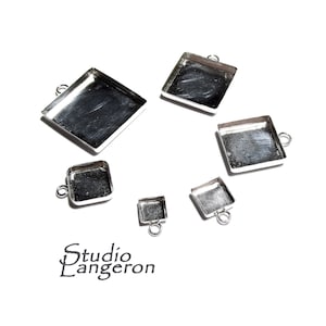 925 sterlingsilver fyrkantig bezelkopp med slutna ringstorlekar 6, 8, 10, 14, 16, 20 mm, Smyckestillverkning, Infattning, Silverbezelkopp - 1 styck