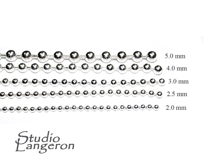Sterling Silver Bead Chain 1.5, 2.0, 2.5, 3.0, 4.0, 5.0 mm, Bead chain, 925 silver chain, Jewelry making, silver chain, chain - 1 Ft (30 cm)