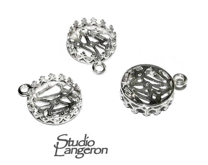 925 sterling silver blank pendant with setting 10 mm, pendant silver, base pendant, bezel cup, Jewelry making, setting - 1 piece