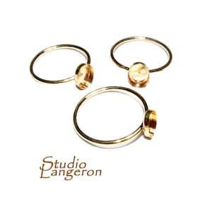14K Yellow solid gold blank ring with bezel cup 6x8mm size 4 - 11, Base ring, Solid gold ring, bezel cup, Jewelry making, Setting - 1 piece
