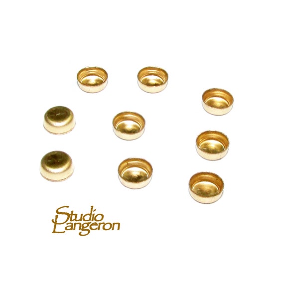10 Pcs Size Mm 14K Yellow Gold Filled Round Bezel Cup, Bezel