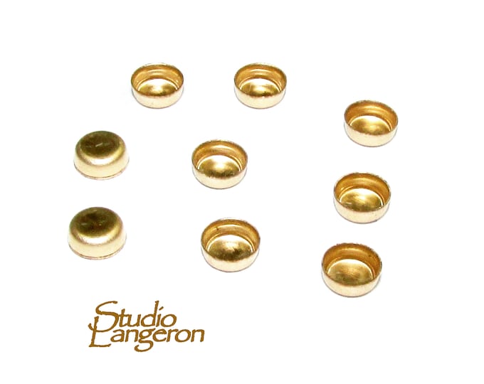 10 pcs size 3.0 mm 14K Yellow gold filled Round Bezel Cup, Bezel cup, Jewelry making, Round bezel cups, 14K Yellow gold filled, Setting