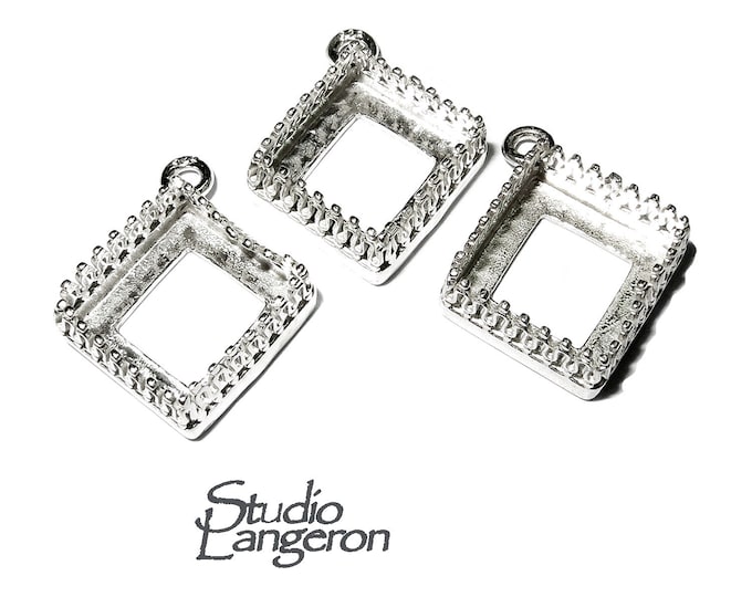 925 Sterling Silver Square Bezel Cups size 10x10 mm with closed ring, Bezel cup, Setting, Jewelry making, Pendant, Sterling silver - 1 piece