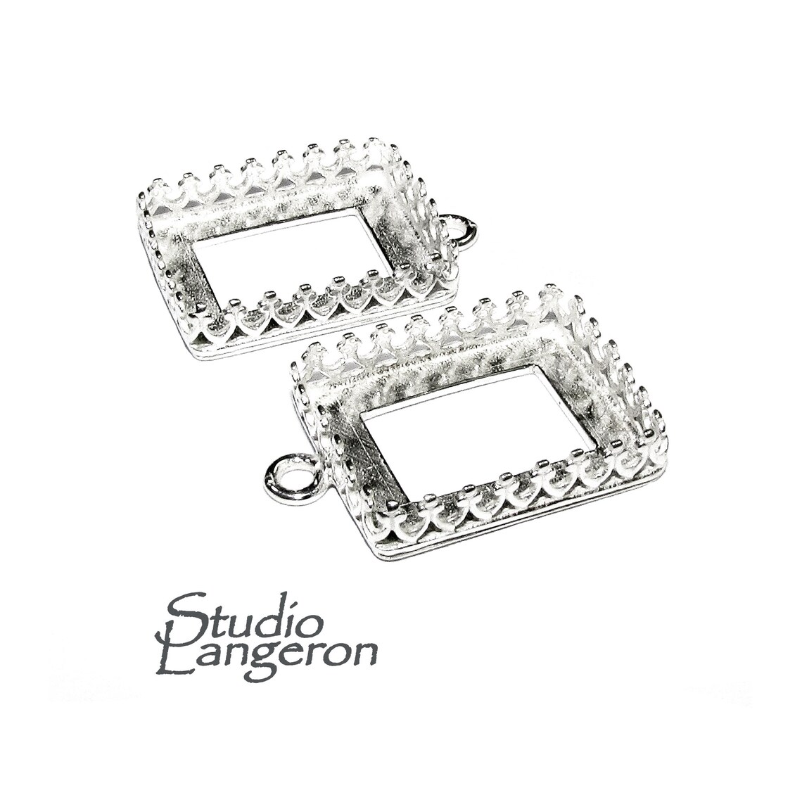 925 Sterling Silver Rectangular Bezel Cups Size 13x17 Mm With Closed ...