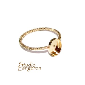 14K Yellow gold filled blank ring with bezel cup 6x8mm size 4 - 11, Base ring, Bezel cup, Setting, Jewelry making, Gold filled - 1 piece