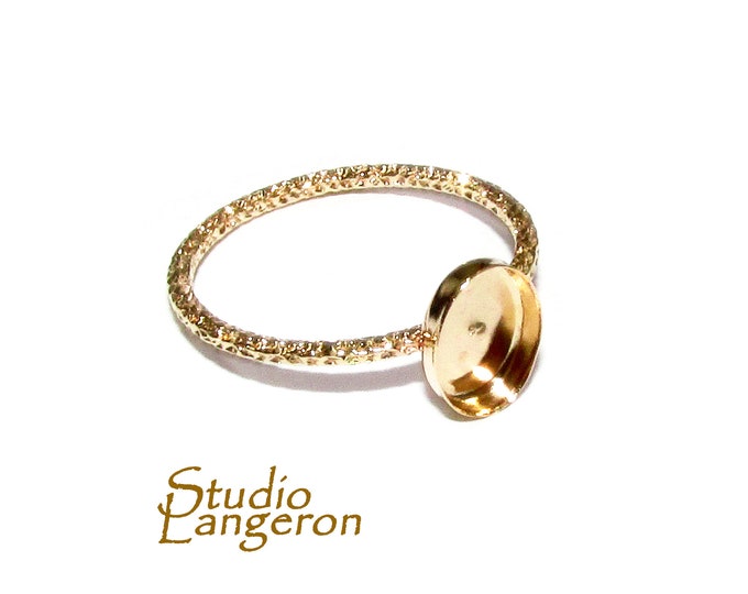 14K Yellow gold filled blank ring with bezel cup 4x6mm size 4, 5, 6, 7, 8, 9, 10, Base ring, Bezel cup, Setting, Jewelry making - 1 piece