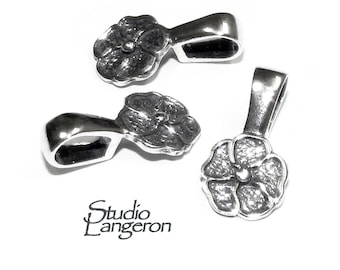 925 Sterling silver medium Glue-On Pendant Bail, Flat Pad Pendant Bails, sterling silver Bail, Jewelry making, Bail Glue-On - 1 piece