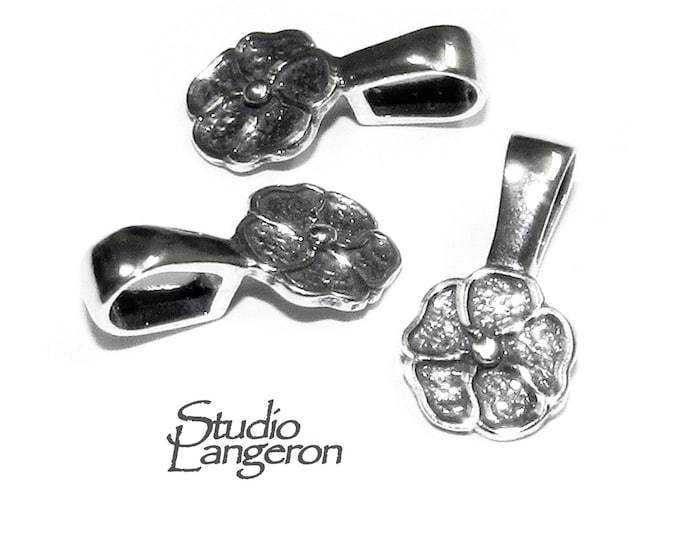 925 Sterling silver medium Glue-On Pendant Bail, Flat Pad Pendant Bails, sterling silver Bail, Jewelry making, Bail Glue-On - 1 piece