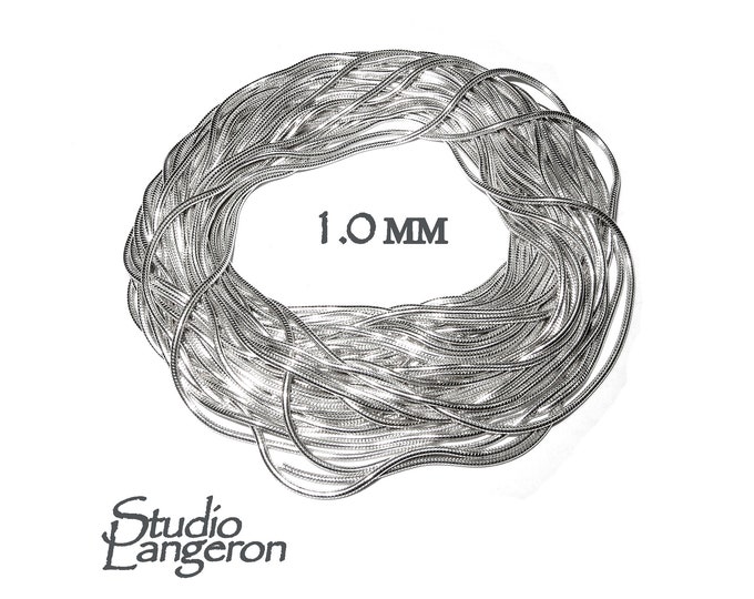 925 Sterling Silver snake beading chain thickness 1.0 mm, beading snake chains, Jewelry making, silver chains, beading chains - 1 Ft (30 cm)