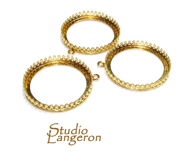 30 mm size 14K Yellow gold filled Round Bezel Cup , Bezel cup, Setting, Gold Filled bezel cup, Jewelry making, Gold Filled - 1 piece