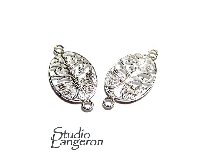 Sterling Silver Tree of Life Connector: 925 Jewelry Link (2.5x1.3 cm)