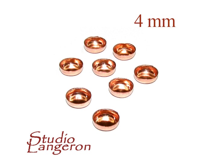 4 pcs size 4.0mm 14K Rose solid gold round Bezel Cups, Bezel cup, Gold bezel cup, Round bezel cups, 14K Rose solid gold, Jewelry making