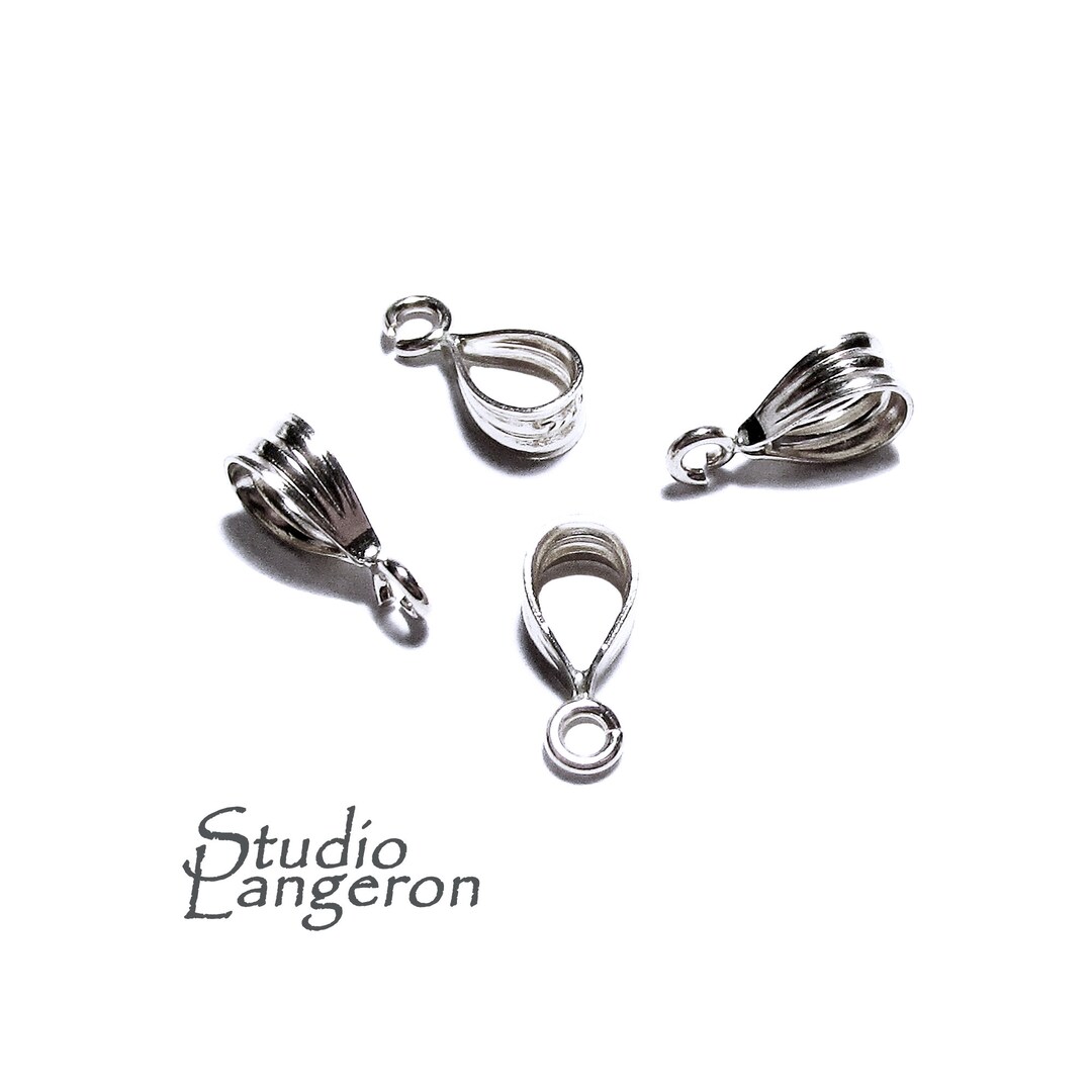 14K Solid Gold Grooved Bail With Fixed Open Ring Size 9.5x3.0 Mm, Solid