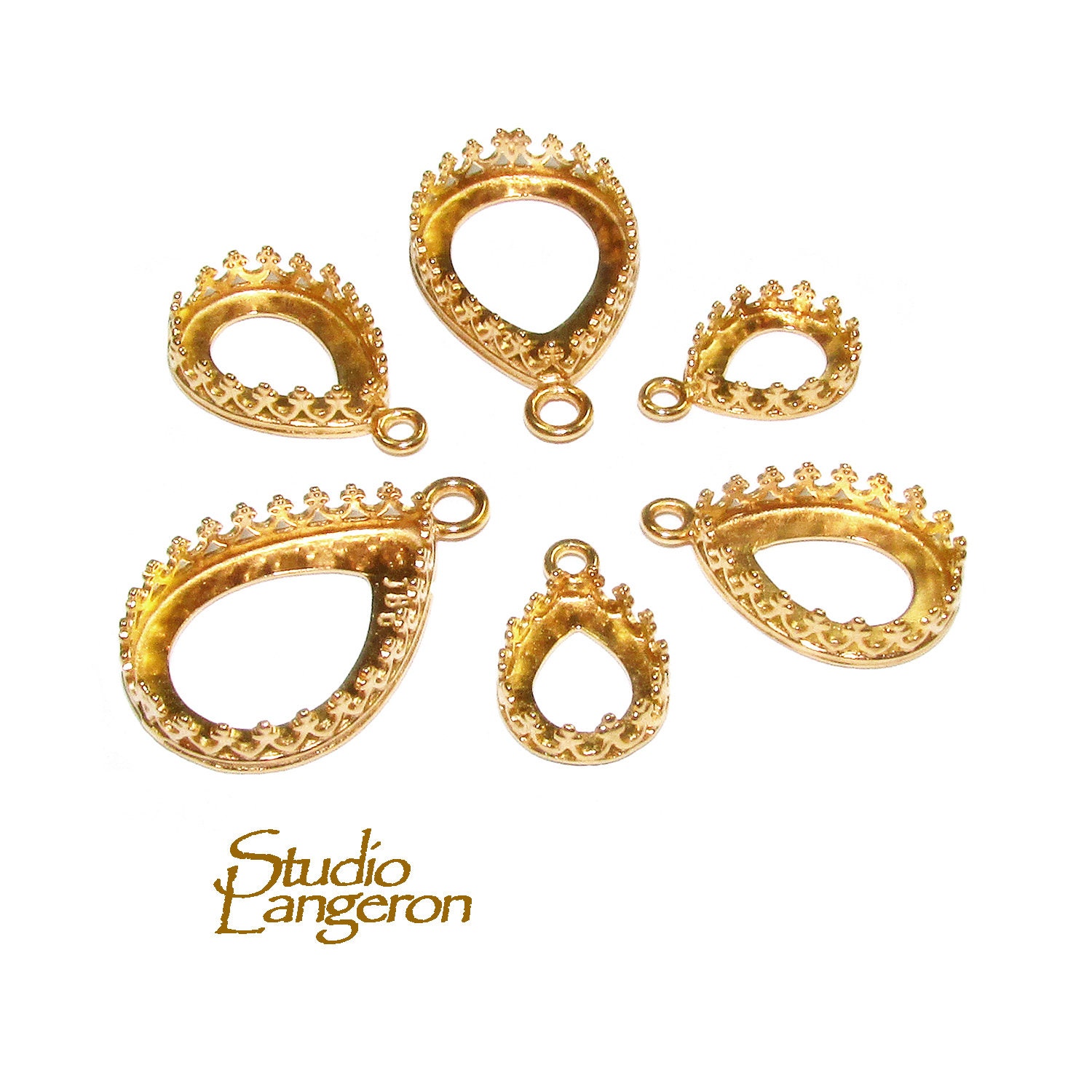 14K Yellow Gold Filled Bezel Cups Pear Shapes Size 7x9 8x10 Etsy