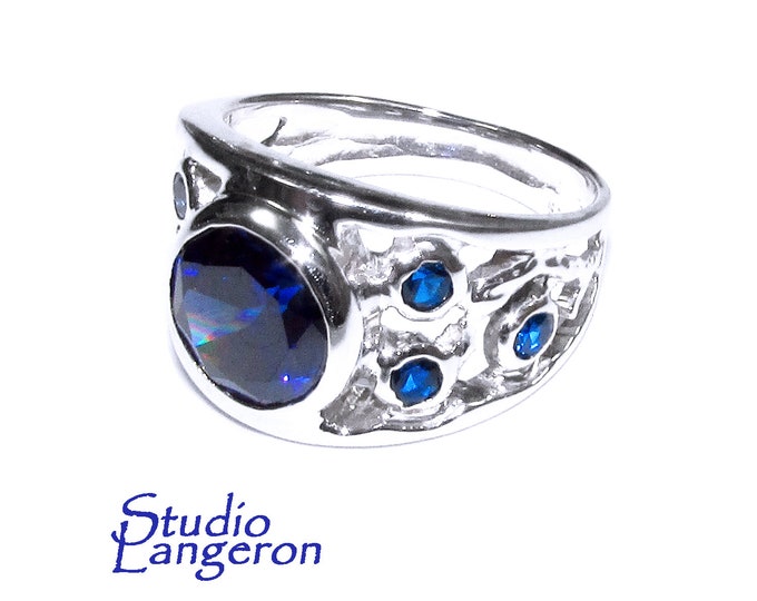 Blue topaz ring 925 sterling silver size 8, handmade ring, single copy, sterling silver, Blue topaz, silver ring, gemstone, Statement Ring