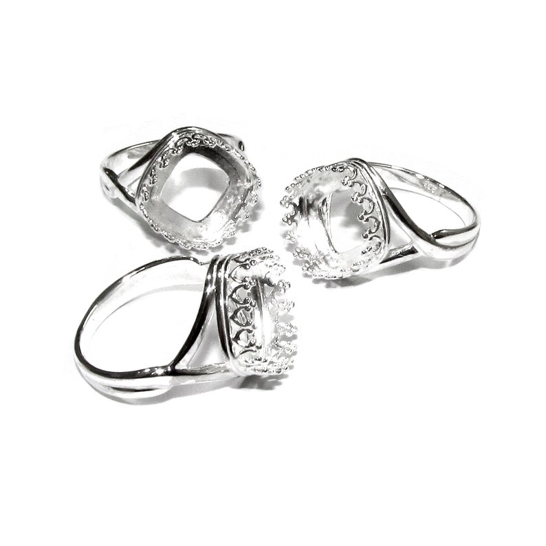 jewelry making 6 setting 12x12 mm 925 sterling silver blank ring with cushion bezel cup size 5 8 7 1 piece base ring bezel cup