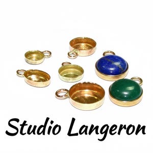 14K solid yellow gold Bezel Cups size 3, 4, 5, 6, 7, 8, 10, 12, 4x6, 5x7 mm, Bezel cup, Solid gold, Jewelry making, Gold bezel cup - 1 piece