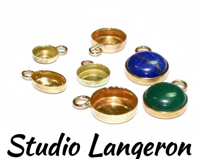 14K solid yellow gold Bezel Cups size 3, 4, 5, 6, 7, 8, 10, 12, 4x6, 5x7 mm, Bezel cup, Solid gold, Jewelry making, Gold bezel cup - 1 piece