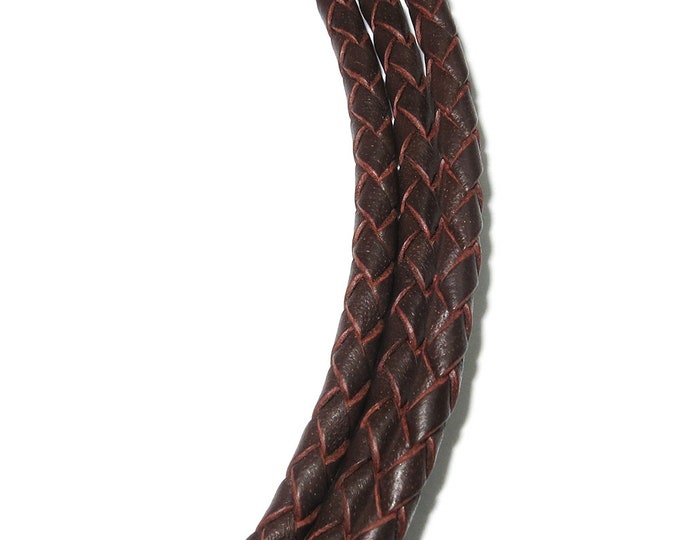 3.5 mm Natural Brown braided leather cord, Leather cord, braided cord, Natural leather, Brown  color, Jewelry making - 50 cm (1.7 Ft)