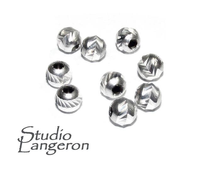 10 pcs 925 Sterling Silver Diamond cut Beads 4 mm, Beads, Silver beads, Diamond cut beads, Spacer Beads, Jewelry making, 925 silver