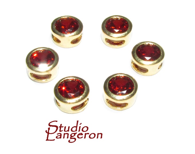 14K yellow gold filled decorative round beads with garnet size 5.4x3.2 mm, Jewelry making, Gold filled beads, garnet - 1 piece