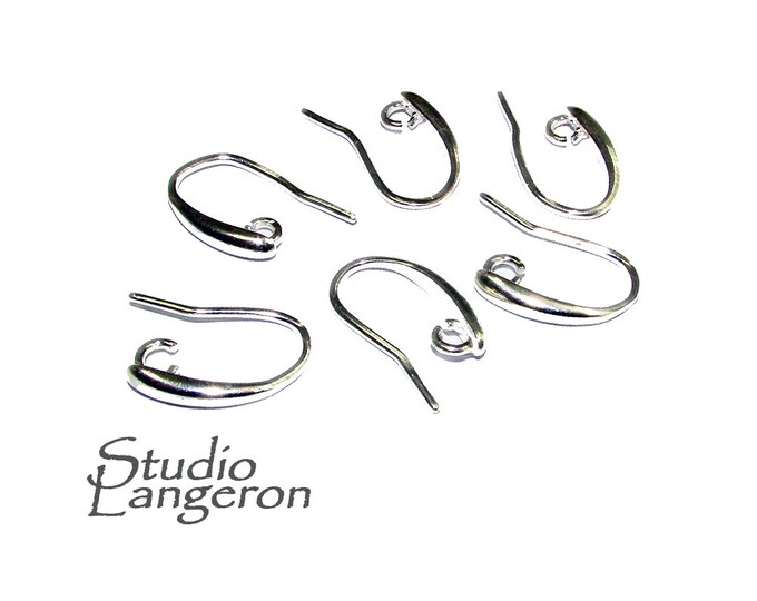 925 Sterling Silver Teardrop Ear Wire with Hidden Open Ring, Jewelry making, Silver earrings, Silver Ear wire, Earrings - 1 pair (2 pieces)