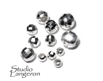 925 Sterling Silver Disco cut shiny Beads Size 2.5, 3, 4, 5, 6 mm, Jewelry making, Disco Ball Spacer Beads, Silver round beads - 1 piece