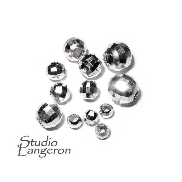 925 Sterling Silver Disco cut shiny Beads Taille 2.5, 3, 4, 5, 6 mm, Fabrication de bijoux, Disco Ball Spacer Beads, Silver round beads - 1 pièce