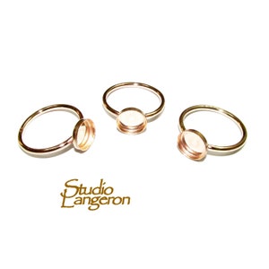 14K Yellow solid gold blank ring with bezel cup 7 mm size 4 - 10, Base ring, Solid gold ring, bezel cup, Jewelry making, Setting - 1 piece