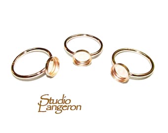 14K Yellow solid gold blank ring with bezel cup 8 mm size 4 - 11, Base ring, Solid gold ring, bezel cup, Jewelry making, Setting - 1 piece