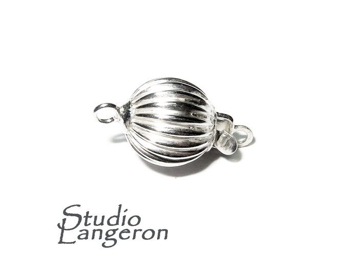925 Sterling silver Bead Corrugated Safety Clasp size 6 mm, Silver bead clasp, Jewelry making, Silver Clasp, 925 Sterling silver - 1 piece