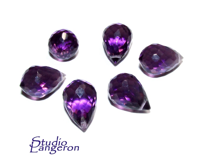 Natural Amethyst Teardrop faceted Beads size 10x7 mm, Amethyst Gemstone, Jewelry making, Natural Gemstone Teardrop beads - 1 piece