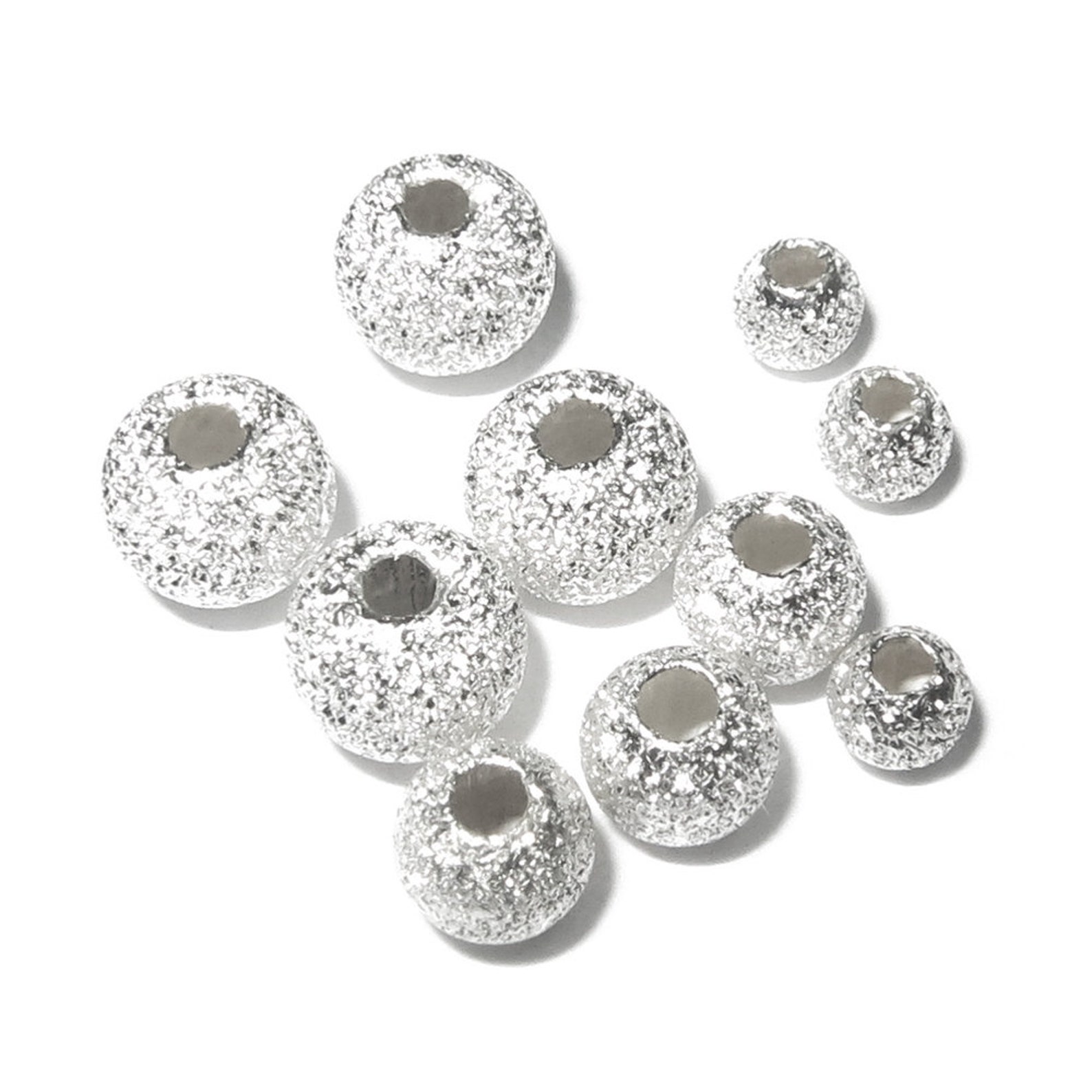 925 Sterling Silver Round Stardust Beads Size 3 4 5 6 8 Etsy Israel