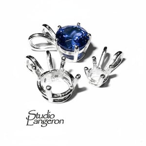 925 sterling silver blank pendant with round 4-prong setting sizes 4.0-14.0mm, pendant silver, base pendant, Jewelry making - 1 piece